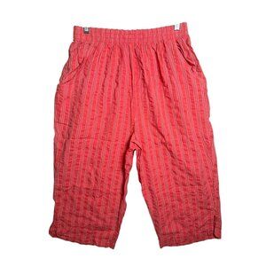 Only Necessities 16WP Capri Pants Womens Pull On Stretch Elastic Waist Striped